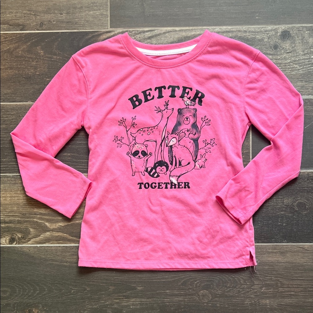 Wonder Nation Bright Pink Long Sleeve Tee